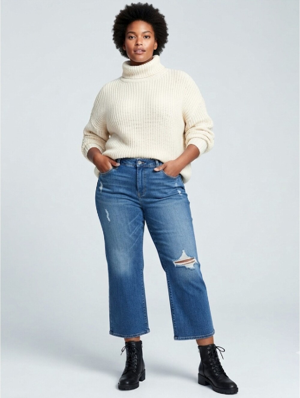 Lane Bryant Distressed Ripped Midrise Cropped Capri Jeans Plus 14 Boho Grunge